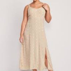 XL Polka-Dot Smocked Maxi Slip Dress for Women